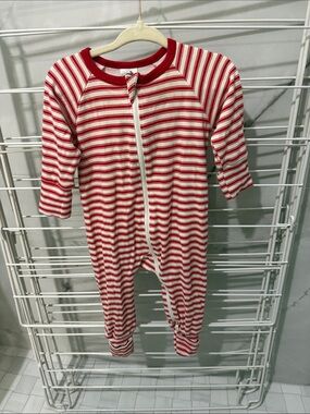 Little & lively Red & White Striped Kids One-Piece Zipper Pajamas